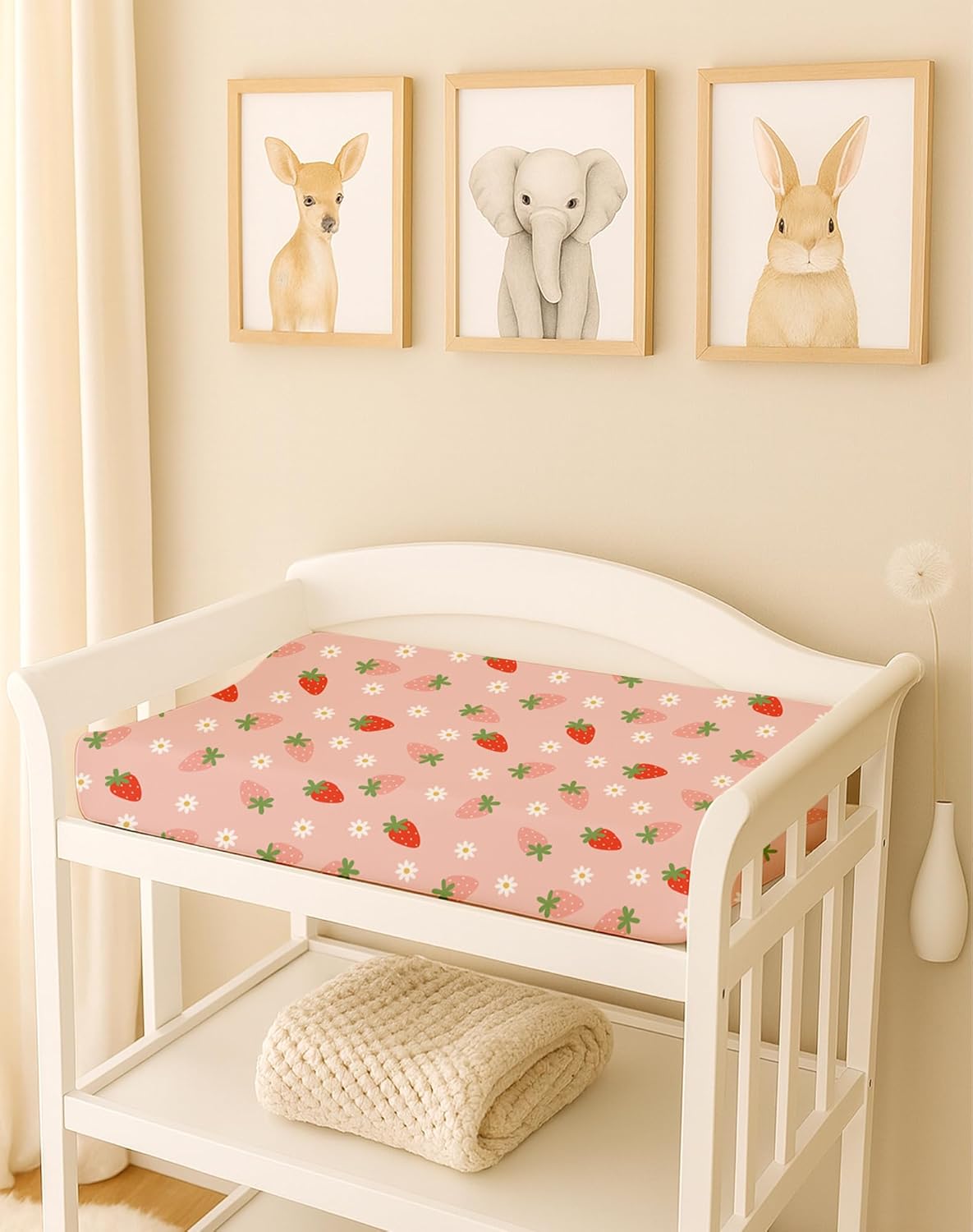 Changing Pad Cover for Baby Boys Girls 2 Pack, Fits Standard 32”×16” Changing Table Pads, Silky Breathable Stretch Knit, Machine Washable (Blush Berry)