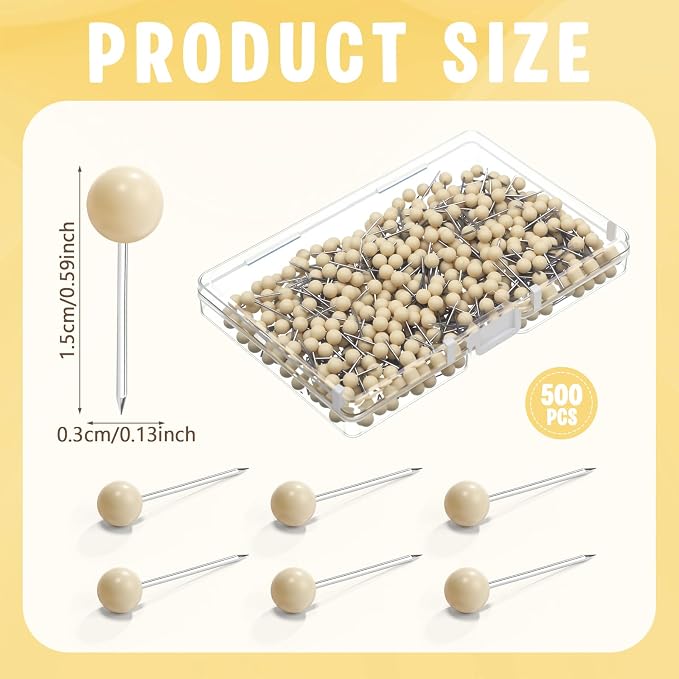 WILLBOND 500 Pack Map Push Pins Map Tacks Small Round Head Push Pins Thumb Tacks