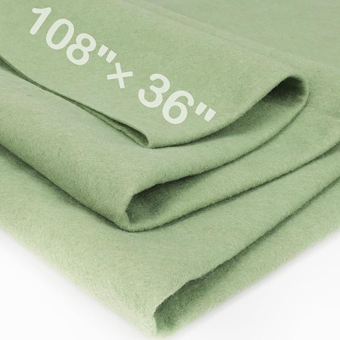 XSEINO Sage Green Large Felt Fabric 108" X 36 ", 1.4 mm Thick Soft Felt Fabric