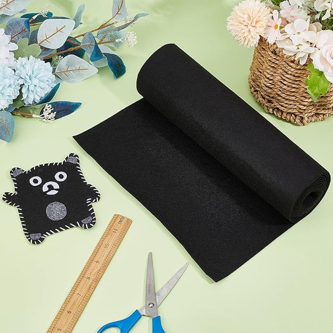 BENECREAT 118x11.8Inch Black Felt Roll, Fabric Sheets Soft Woven Nonwoven