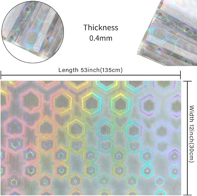 HYANG Transparent Pentagon PVC Super Clear Holographic Vinyl Faux Leather