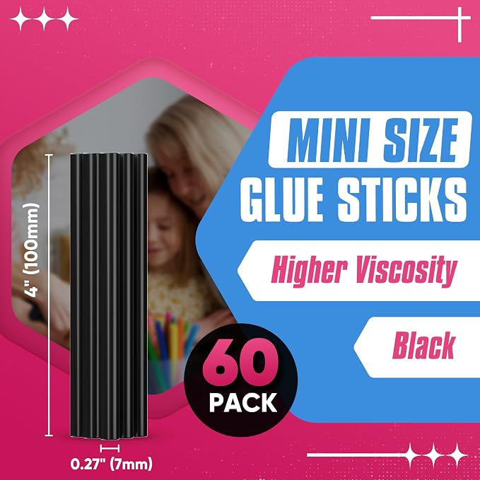 EZUVITA Mini Size Hot Glue Sticks, 0.27” Dia x 4” Long, Festival Decorations