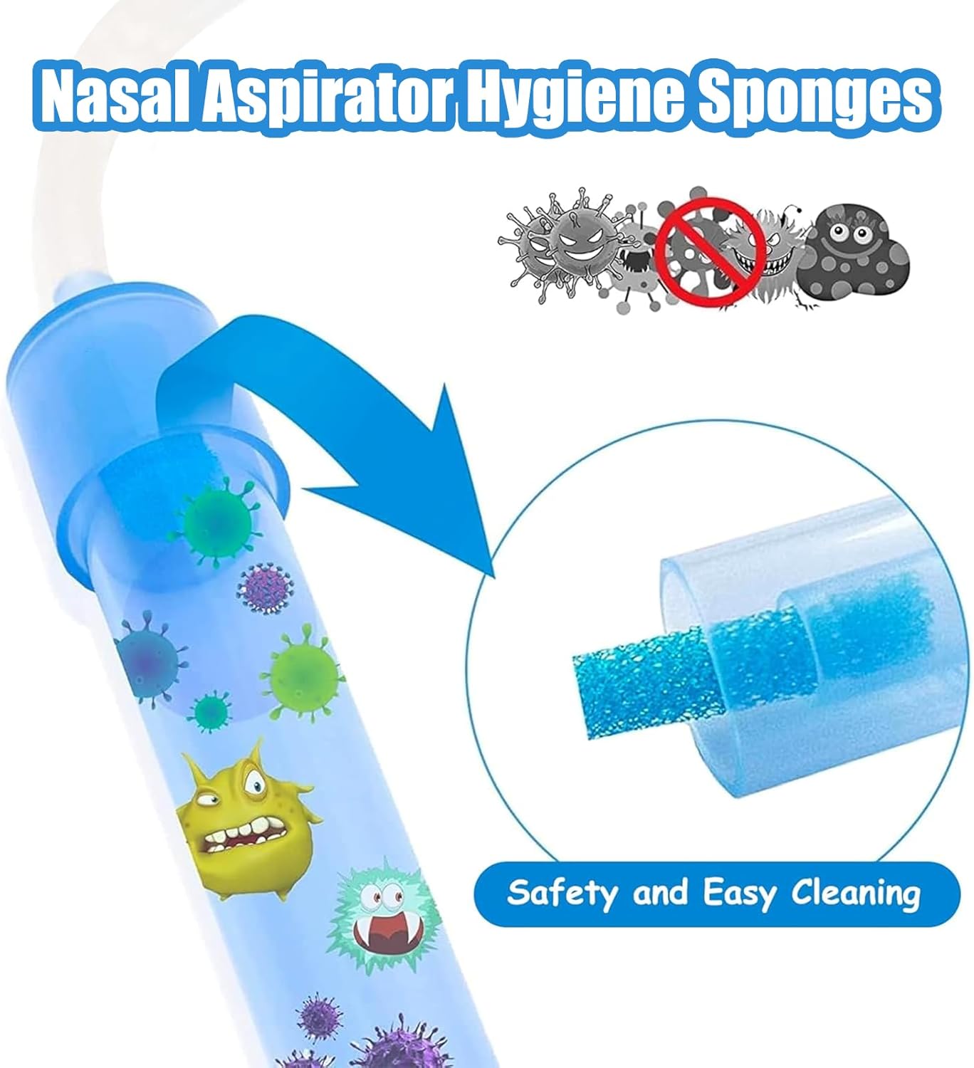 Nasal Aspirator Hygiene Sponges, Replacement for NoseFrida Nasal Aspirator Sponge, BPA, Phthalate & Latex Free (100 Pack)
