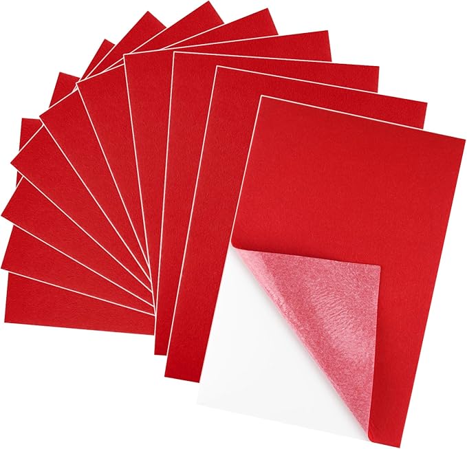 10PCS Red Self Adhesive Felt Fabric Sheets Sticky Felt Sheets