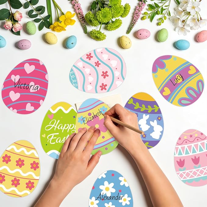 54Pcs Easter Egg Cutouts, Spring Classroom Bulletin Board Decorations,