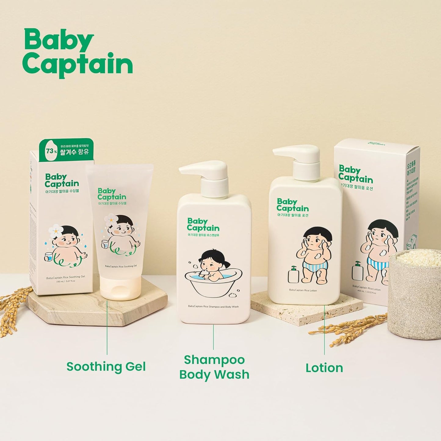 Vegan Rice Baby Wash 13.52 Oz | Tear-Free Cleanser for Newborn & Sensitive Skin | 2-in-1 Shampoo and Body Formula | Plant-Based, Korean Skincare with Gentle Rice Scent