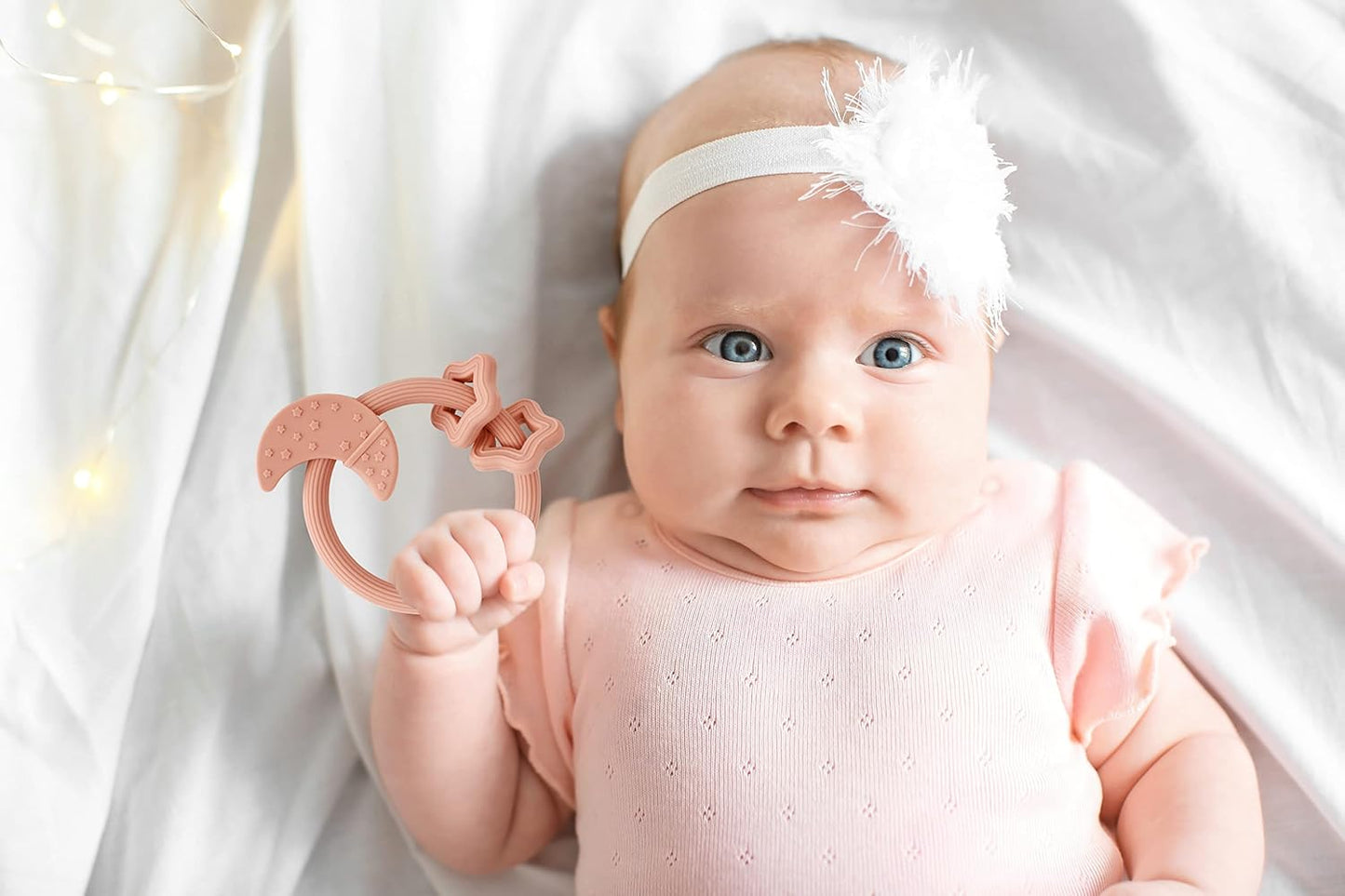 Silicone Baby Teething Toy, Silicone Baby Teether for Babies 3 Months+, BPA Free, Boys Girls Shower, Birthday, Christmas Gifts (Cotta)