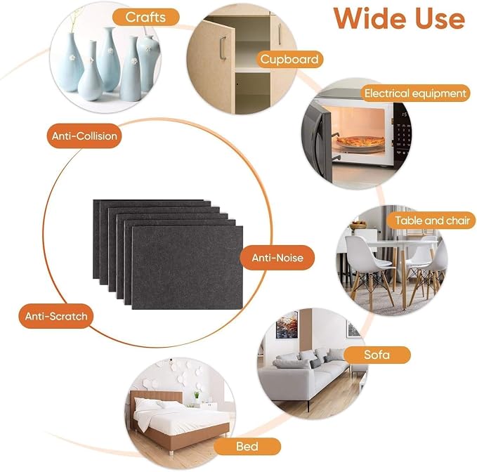 Self Adhesive Felt Sheets 5 Pieces Black Furniture Strip 11.8 x 7.9 inch A4