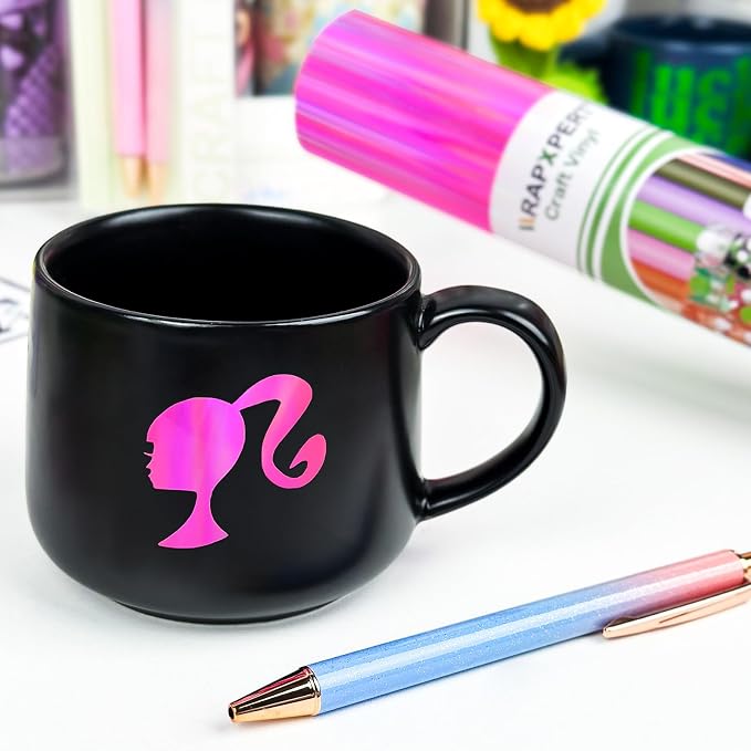 WRAPXPERT Holographic Vinyl Roll Pink, Holographic Permanent Vinyl Glossy