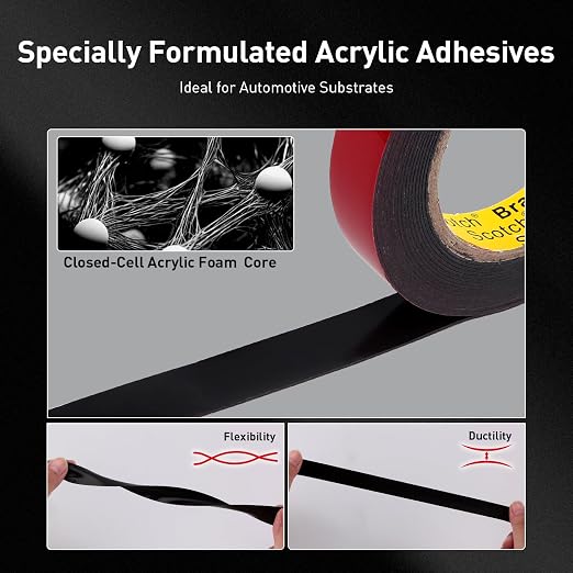3M Automotive Acrylic Plus Tape, 0.79" x 18Ft, Dark Gray, 2 Pack | Double Sided