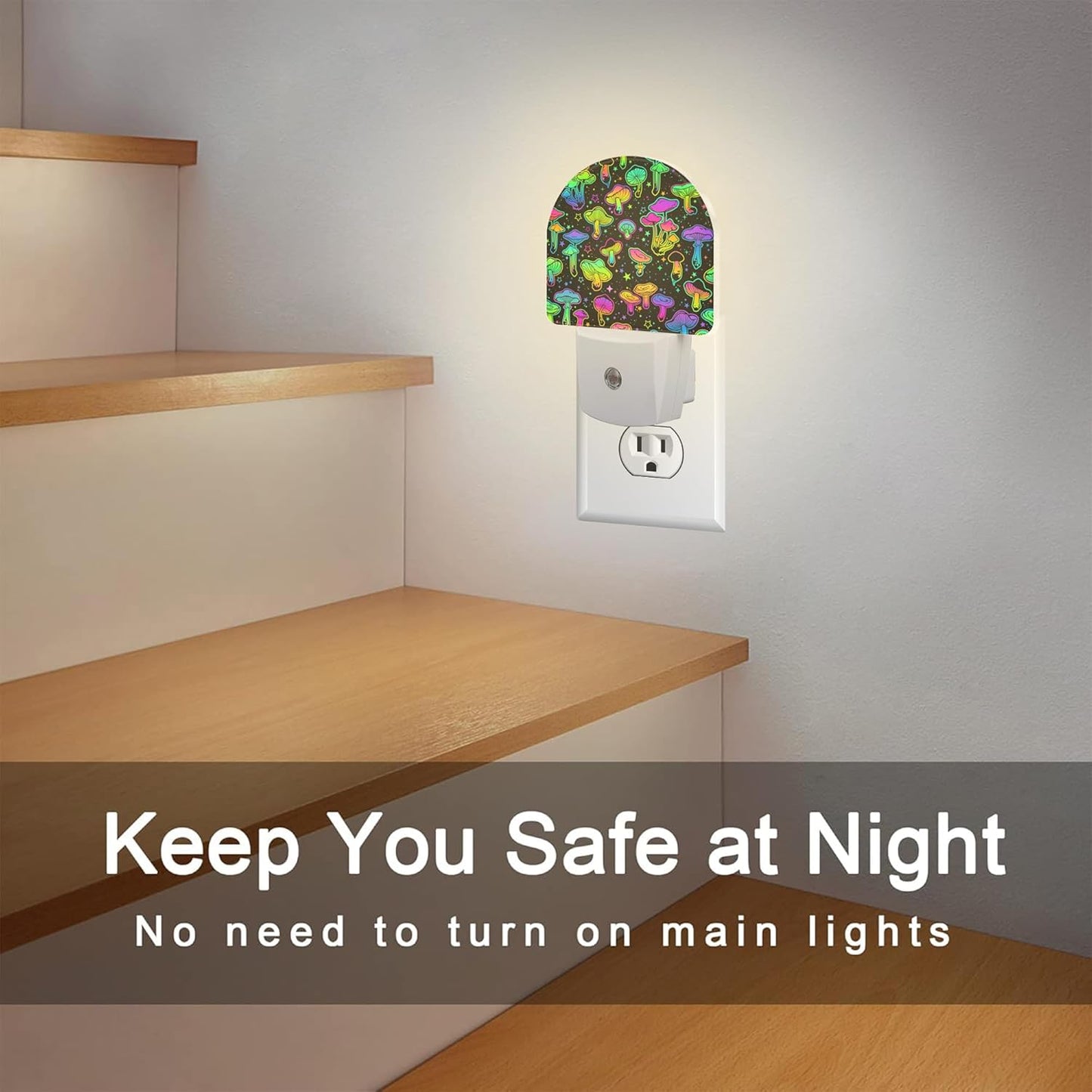 Colorful Magic Mushrooms Night Light, Glowing Mushrooms with Stars Dusk to Dawn Night Light Plug in,0.5w Energy Saving Sleep Friendly NightLights for Kids Boys Girls Home Decor