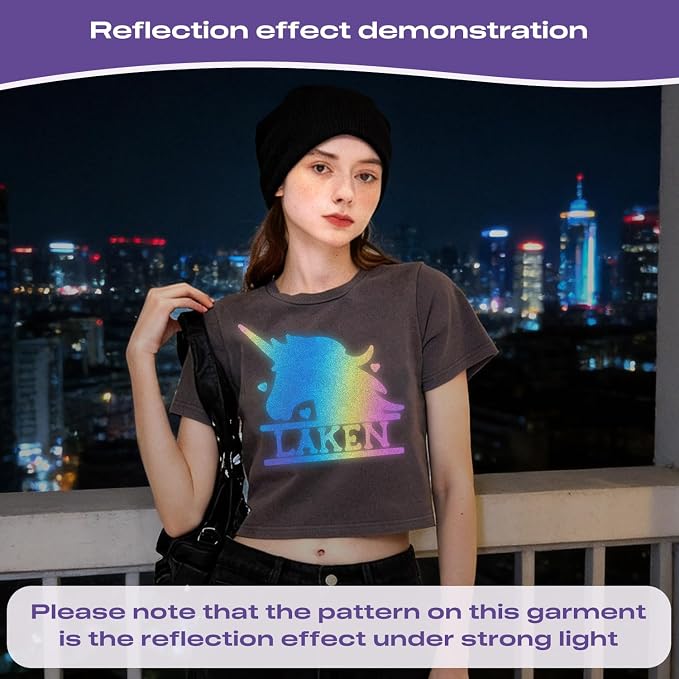 TUMIYA Heat Transfer Vinyl Reflective Rainbow HTV Roll, Reflective HTV Vinyl