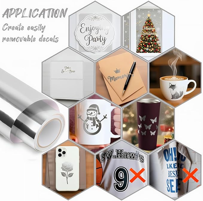 Silver Permanent Adhesive Vinyl, Party Decorations, Scrapbooking & DIY Crafts