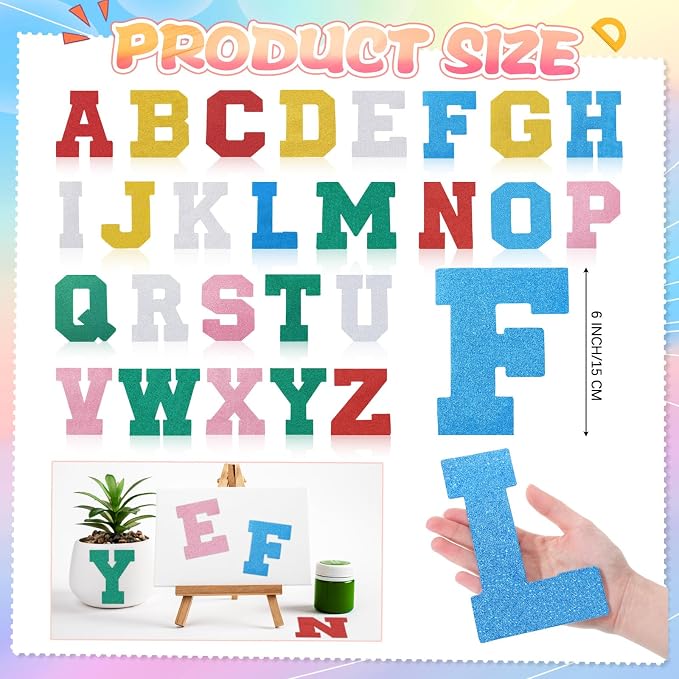 WILLBOND 52 Pcs Glitter Foam Alphabet Letters