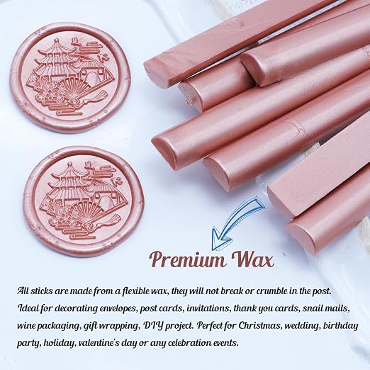 Rose Gold Sealing Wax Sticks, HOSEALING 10pcs Glue Gun Sealing Wax Sticks