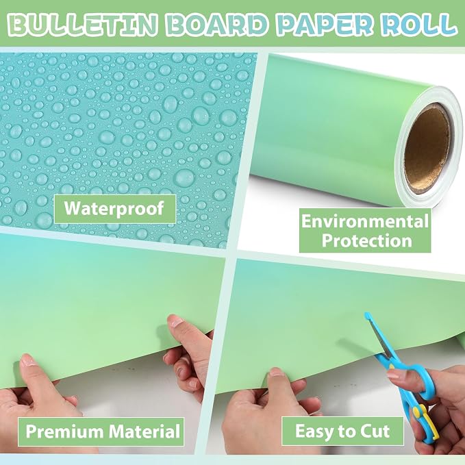 Qyeahkj 17.7in x 20ft Bulletin Board Paper Roll Bulletin Board Background Paper