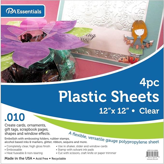Accent Design Paper Accents Clear Plastic Sheets 12x12, .010" Thick, Plexiglass