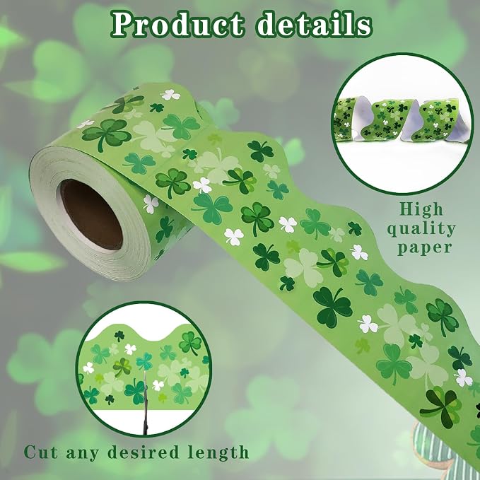 69 Feet St Patricks Day Bulletin Board Decorations Lucky Green Shamrock Clover