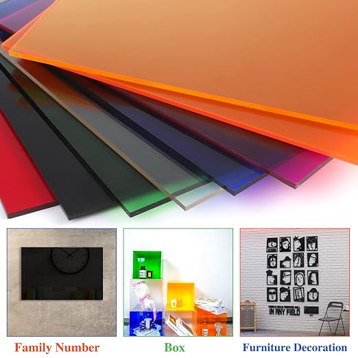 8 Pack Colored Acrylic Sheets 8 x 12 Inch, 1/8 Inch Thick, 8 Colors |