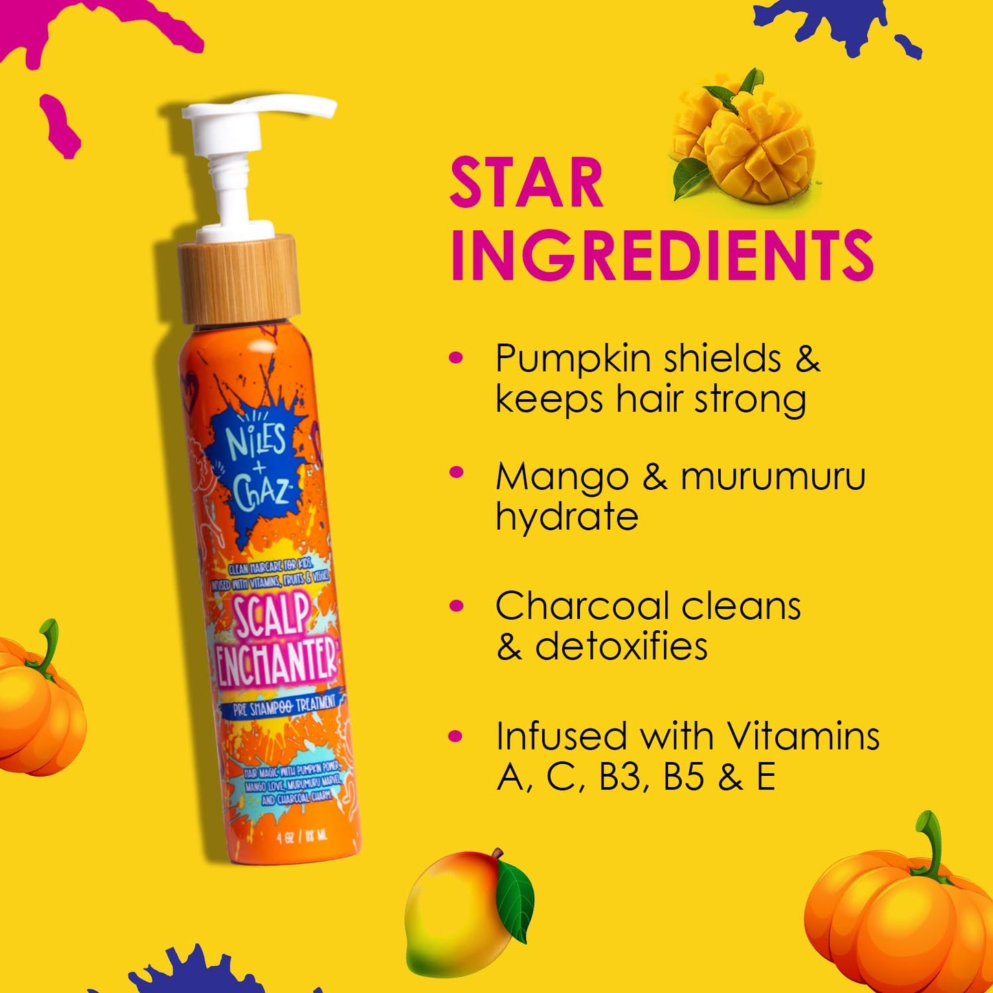 Niles and Chaz Scalp Enchanter Pre-Shampoo Kids Scalp Treatment - Dandruff Relief for Kids - Fights Flakes & Itchy Scalp - Sulfate-Free & Clarifying Shampoo - Exfoliating Scalp Treatment (4 fl oz)