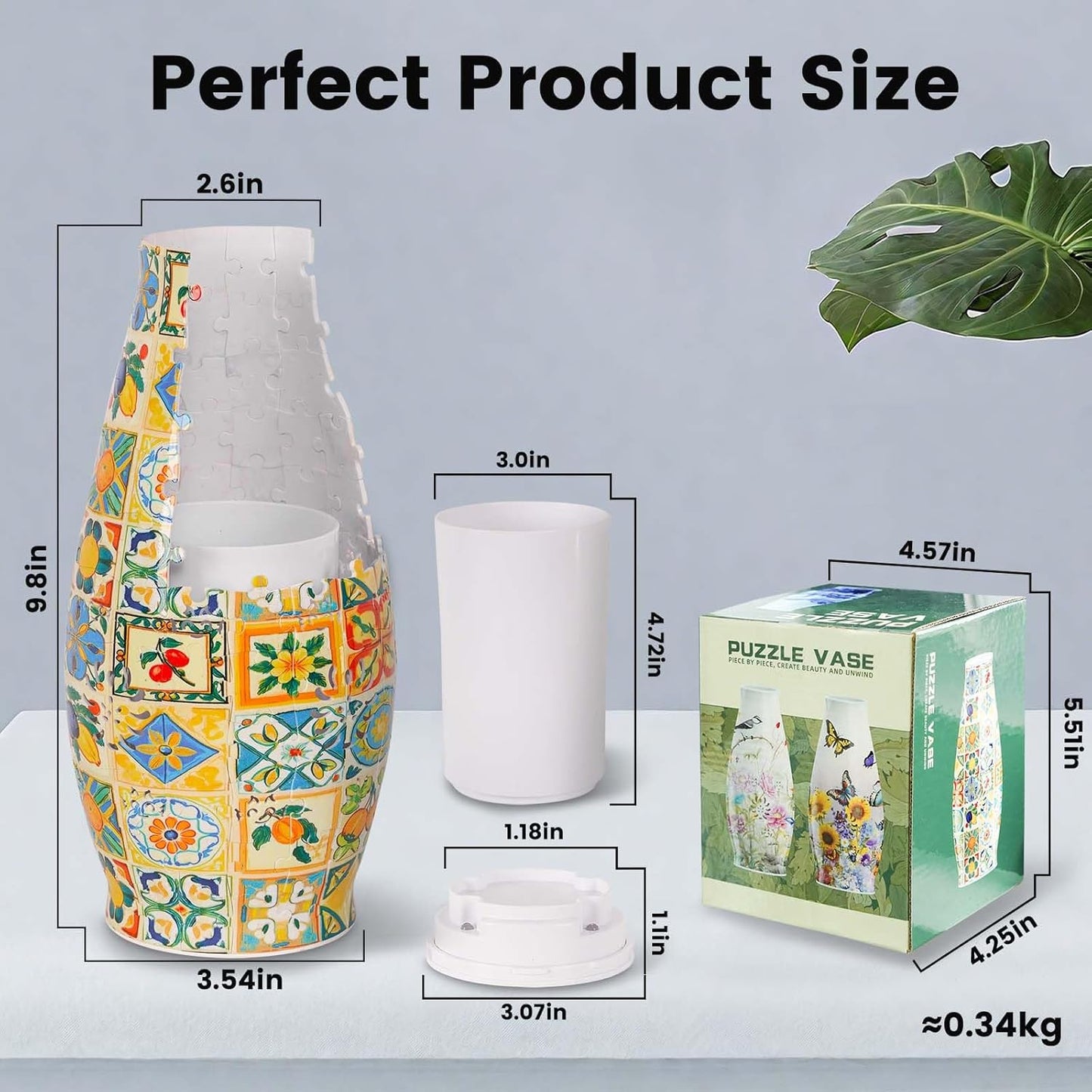 3D Puzzle Vase for Adults, 3D Puzzle Vases for Flowers, 152 Pcs 3D Puzzles Art Vase for Kids Ages 8-13, Cute Unique Flower Vases Decoration with Night Light, Crafts for Adults(Sunflower)
