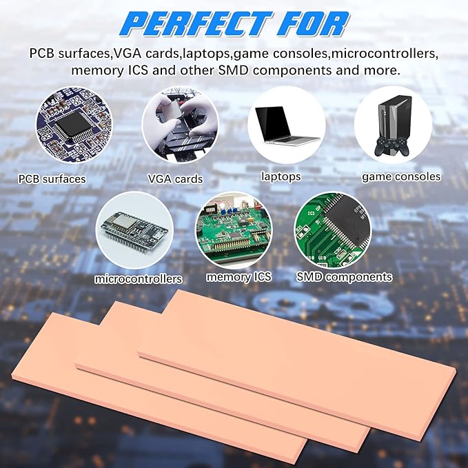 30 Pieces 2.6 x 0.8 Inch Silicone Thermal Pad Reusable Thermal Conductive Silicone Pad Each Thick for Gpu Heatsink CPU Chip Heat Conduction or LED Heat Conduction (Nude Color)