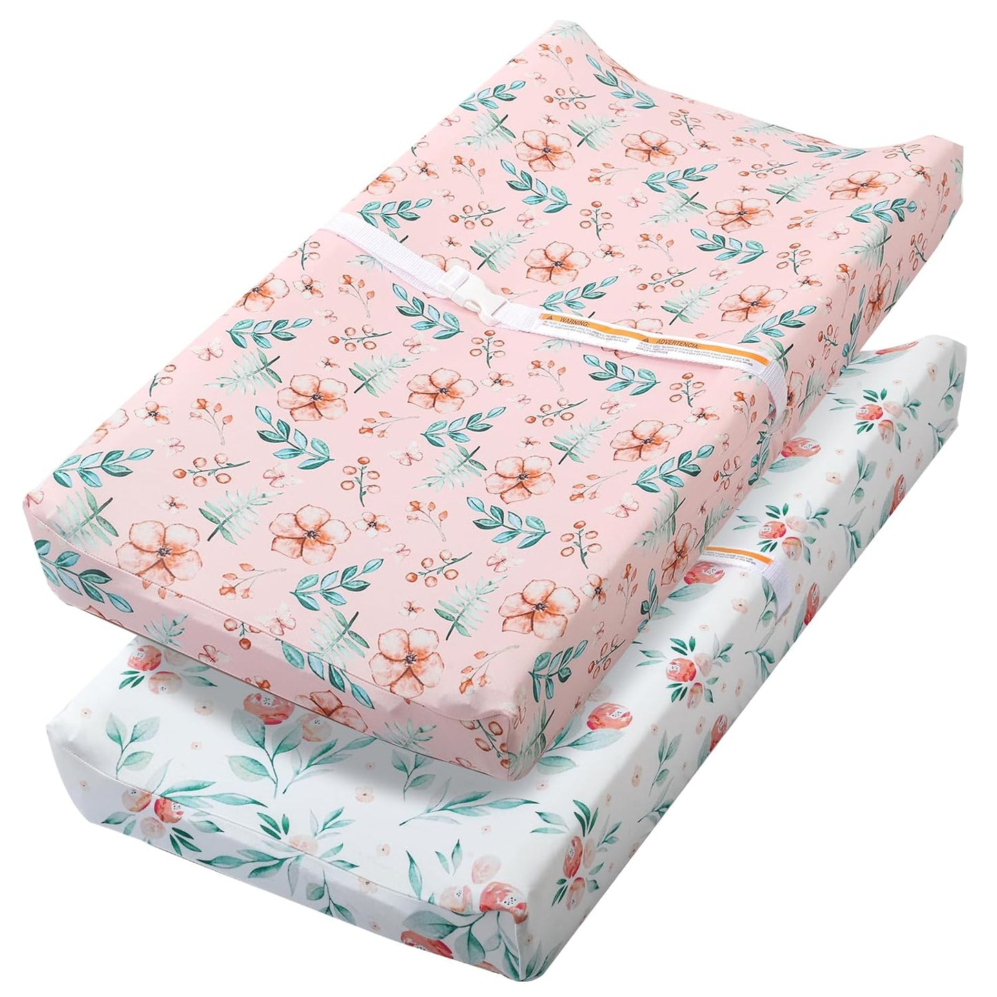 Changing Table Pad Cover Elastic Changing Pad Cover Premium Baby Changing Pad Cover 2 Pack for Boys Girls Soft Comfortable and Secure (Pink Flower)