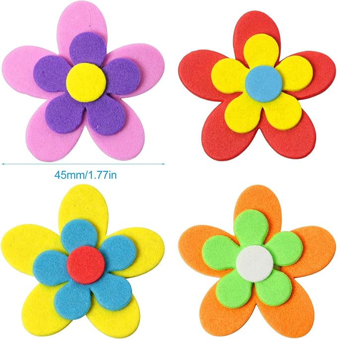 60PCS Double Layer EVA Foam 3D Flower Wall Stickers Self Adhesive Petal Foam