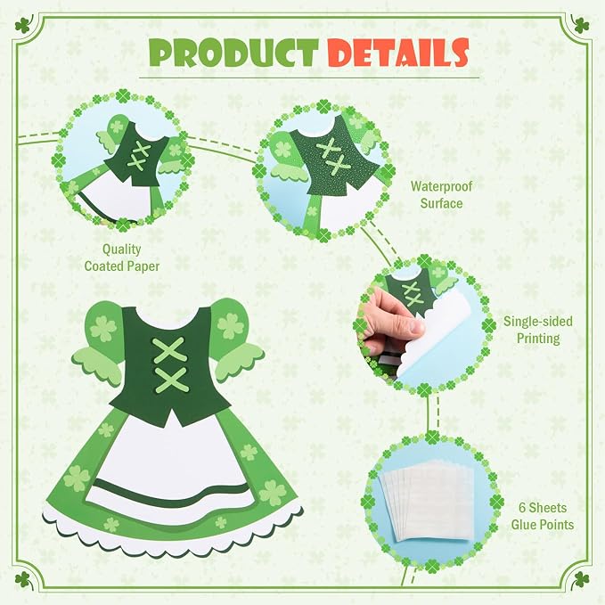 FOBSME 100 Pcs St. Patrick's Day Leprechaun Cutouts 5.91 Inch St. Patrick's Day