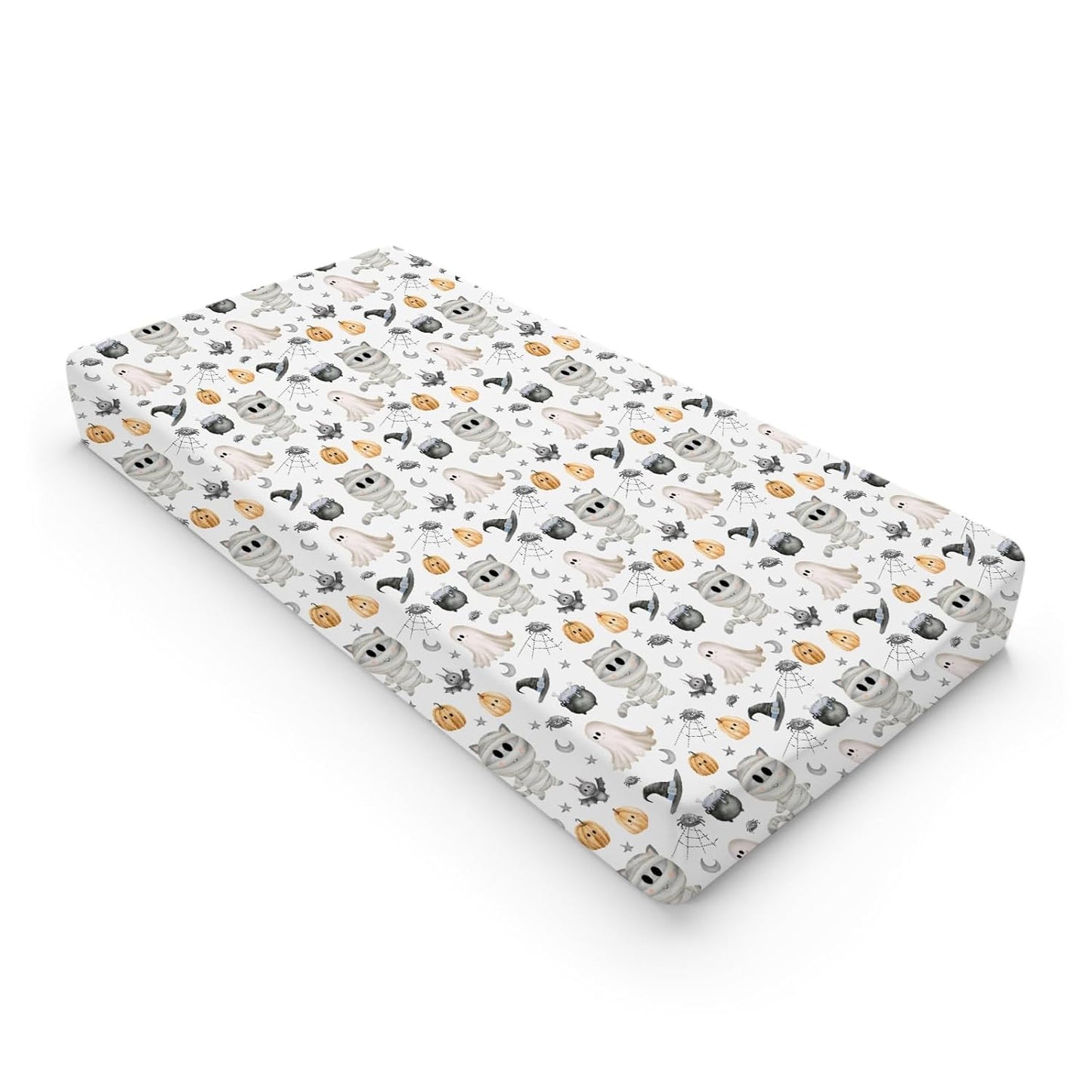 Spooky Halloween Friends Baby Changing Pad Covers Cute Ghost Cats Bats Pumpkin Witch Nursery Diaper Changing Table Sheets for Boy Girl Halloween Party Soft Stretchy Fitted Change Table Mats 32''x16''