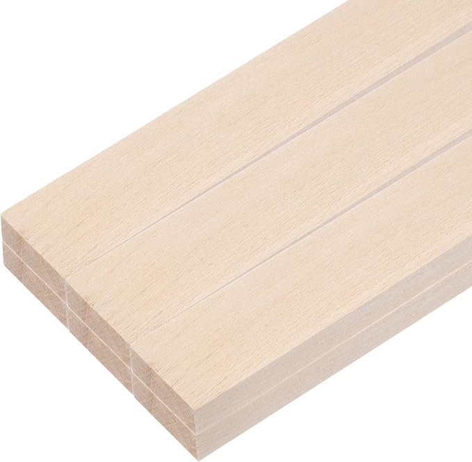 MECCANIXITY 6pcs Wood Sticks, 3/8"x 1" x 15" Rectangle Wooden Cube Wood Square