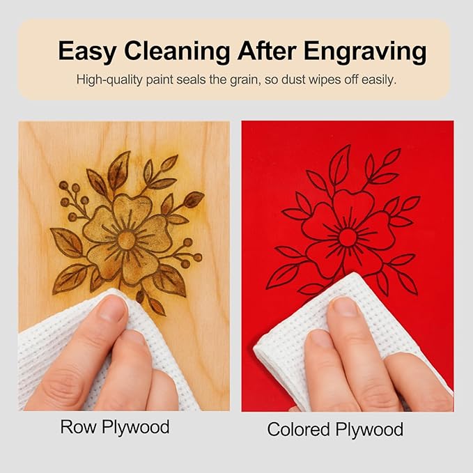 6 Pack Pre-Painted Colored Plywood Sheets, 11.7" x 8.27" x 1/8 Thin Basswood
