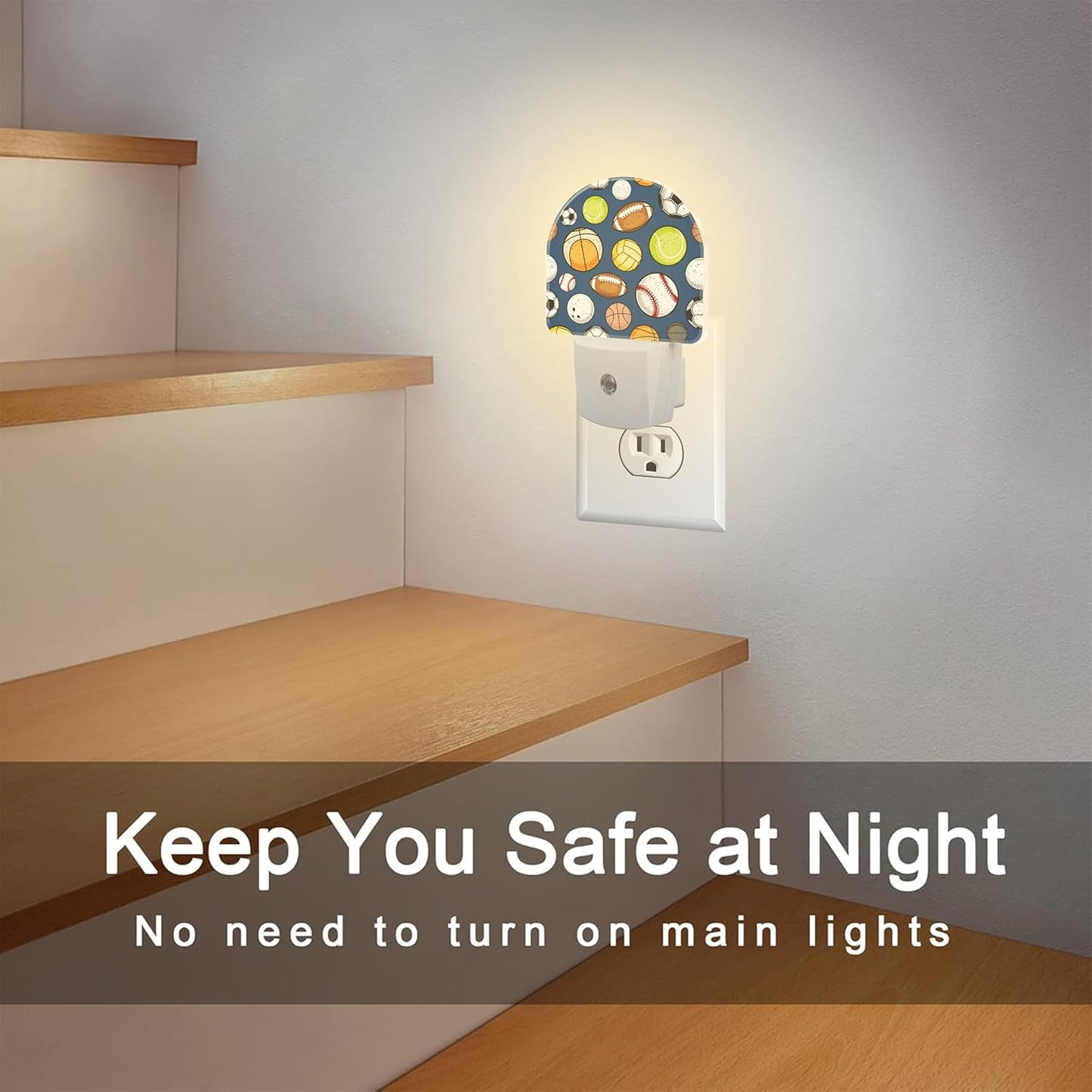 Retro Sports Balls Night Light, Colorful Balls Dusk to Dawn Night Light Plug in,0.5w Energy Saving Sleep Friendly NightLight for Kids Boys Girls Home Bedroom Living Room Kitchen Decor
