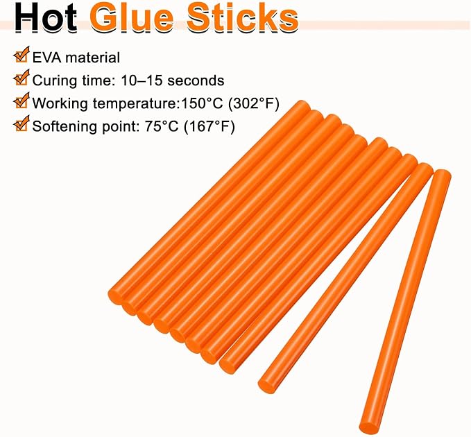 HARFINGTON 10pcs Hot Glue Sticks 0.43" Dia x 9.84" Long EVA Mini Hot Melt