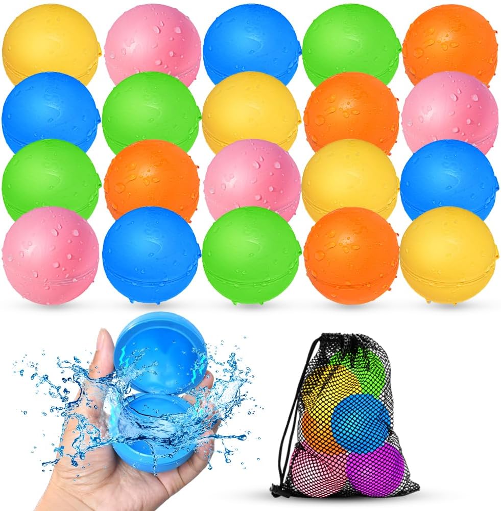20Pcs Reusable Water Balloons, Summer Water Toys, Magnetic Water Ball for Outdoor Games, Pool Toy, Beach Toys for Kids