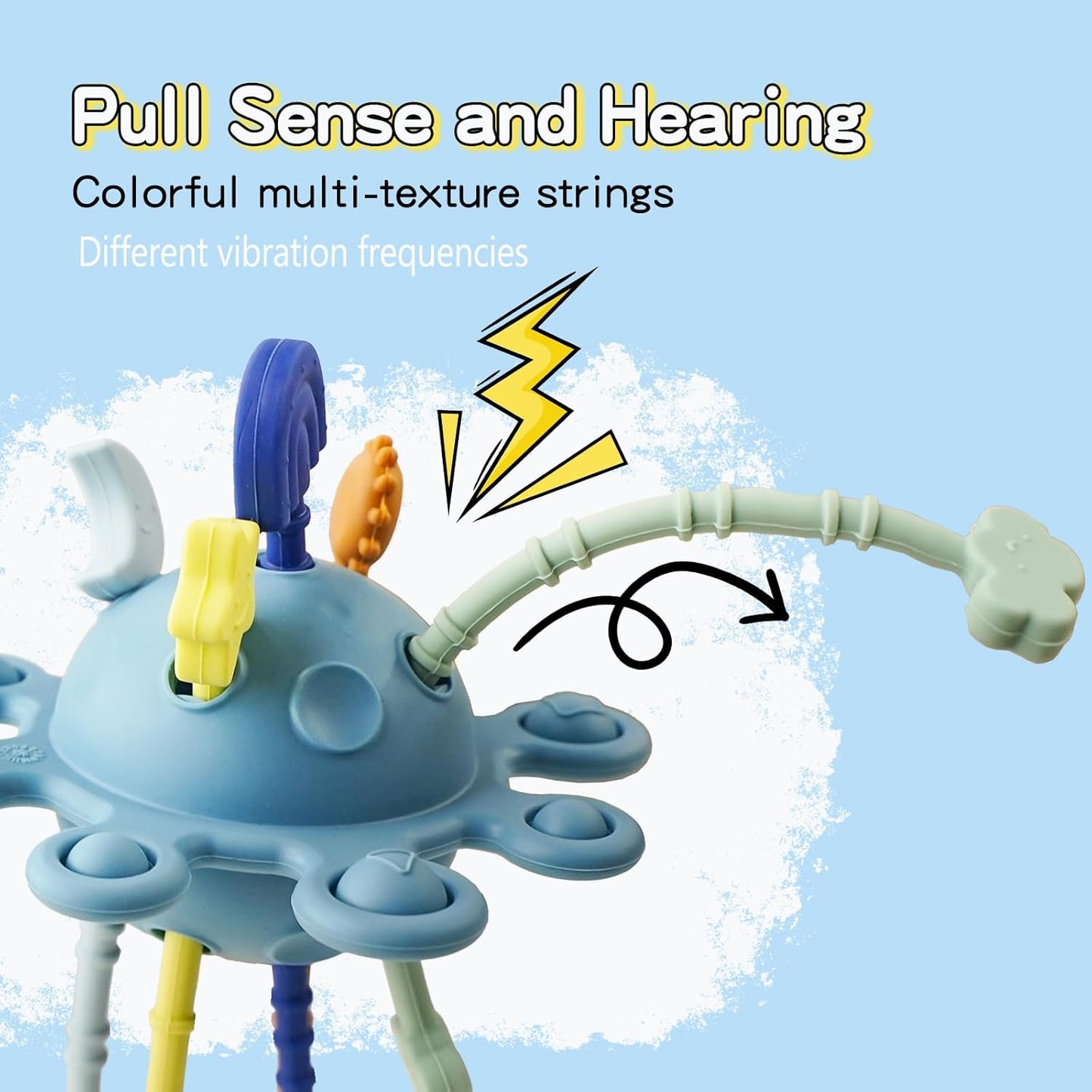 Food Grade Silicone Pull String Baby Toy, Montessori Pull String Sensory Toy for 6-12-18 Months Babies Teething Toys,Toddler Fidget Toys Birthday Gift for Infant/Toddler