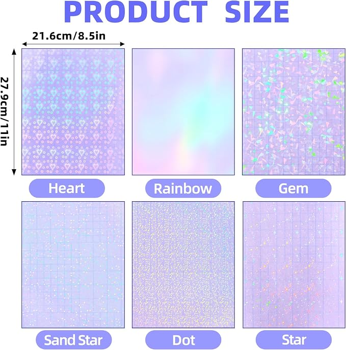 36 Sheets Holographic Laminating Sheets Clear Self Adhesive Sticker Paper |
