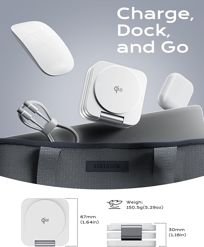 Qi2 Certified 3 in 1 Travel Charger MagSafe Compatible, Upgraded Foldable Wireless Charger Stand, Mag-Safe 3 in 1 Charging Station,15W Fast Charging for iPhone 17/16/15/14/13/12, Apple Watch, AirPods