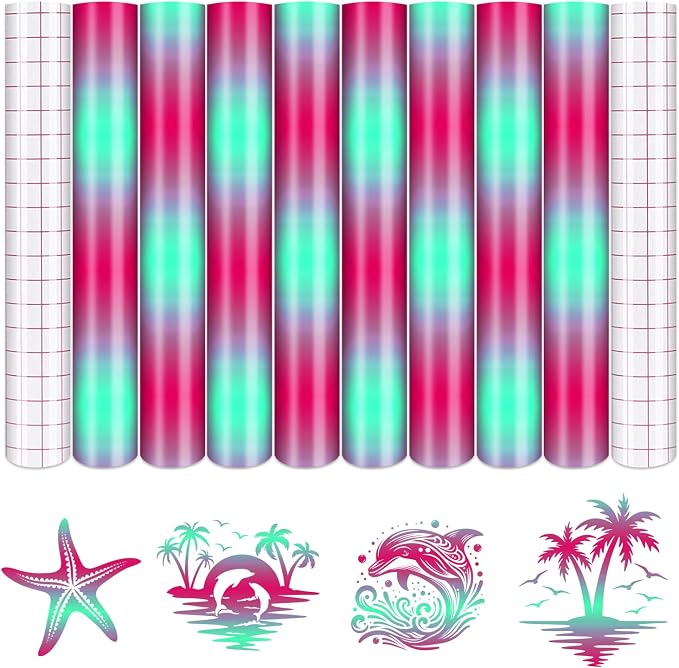 Tintnut Gradient Permanent Vinyl 8 Pcs12x10in Pink Blue Adhesive Vinyl |