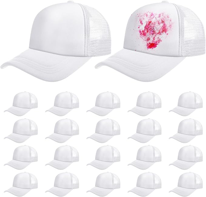 Vabean 24 Pack Sublimation Blank Cap Trucker Mesh Cap Unisex Plain Blank