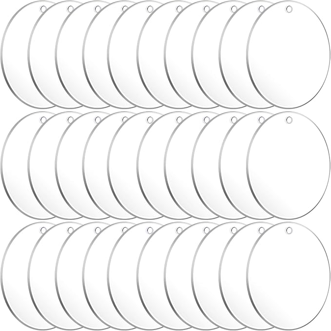 Audab 30Pcs Acrylic Ornament Blanks Bulk, Round Acrylic Blanks