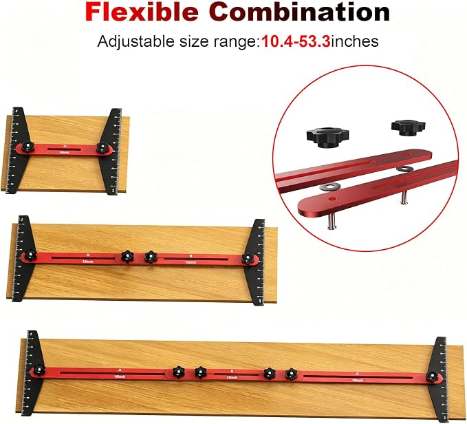 Stair Tread Template Tool, Modular Adjustable Stair Gauge | 10.5-60.5 in