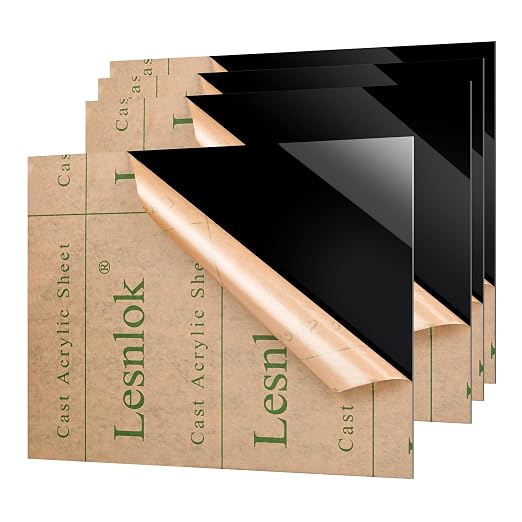 Lesnlok 4 Pieces 8 x 10 Black Acrylic Sheet 1/8 inch Thick 3mm Black Plexiglass