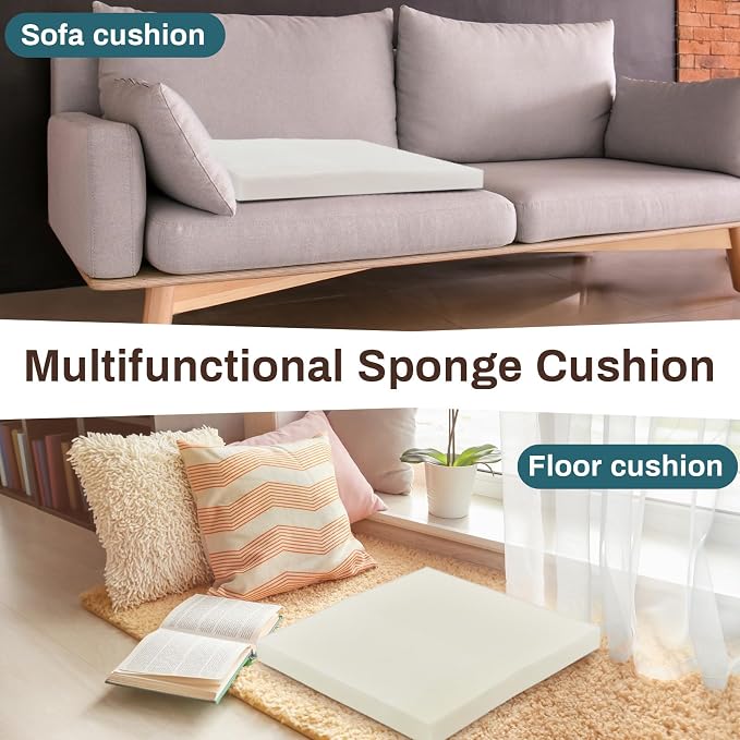 Frienda 6 Pack 3" X 19" X 19" Upholstery High Density Foam Cushion White