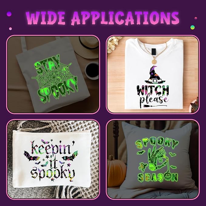 Tintnut Halloween Glow in the Dark HTV Vinyl, easy cut & weed, stretch washable