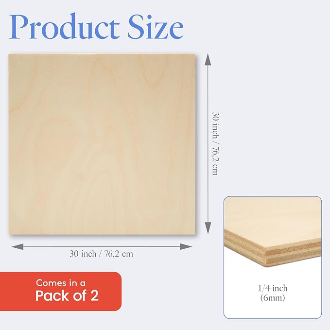 Baltic Birch Plywood 6 mm, 1/4 Inch Craft Wood, B/BB Grade, Stronger Than