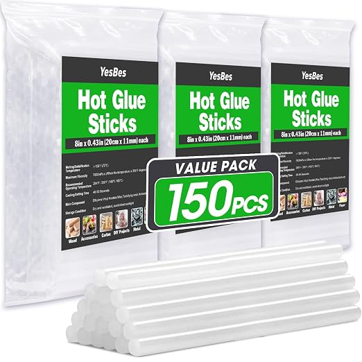 150 PCS Hot Glue Sticks, Full Size 8" Long x 0.43" Diameter Glue Sticks
