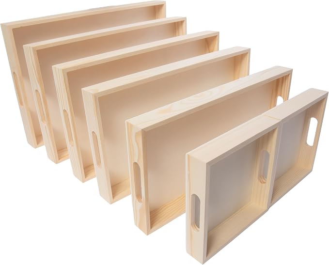 Wooden Nested Serving Trays, Unfinished Rectangle Trays