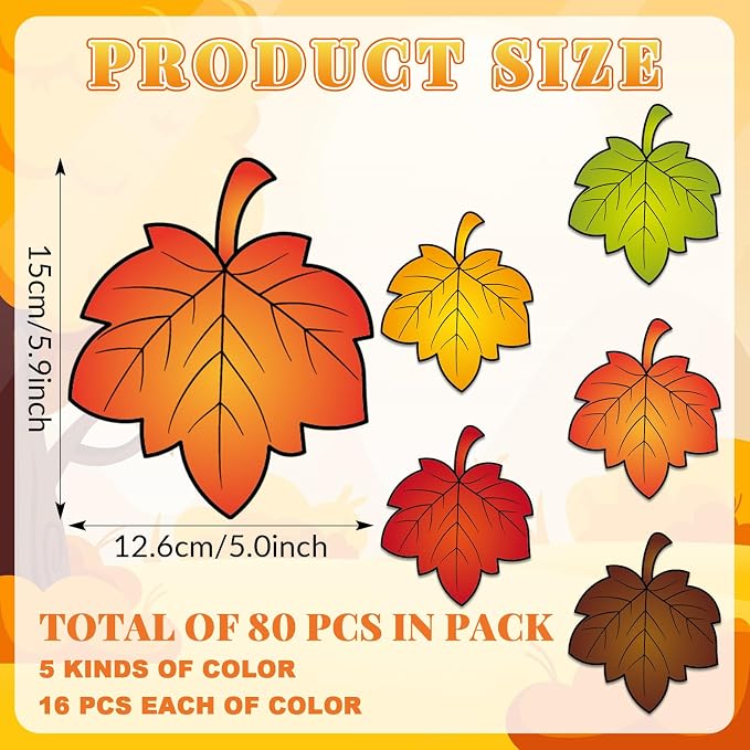 gisgfim 80Pcs Fall Cutouts Maple Leaves Decorations Bulletin Board Autumn Theme
