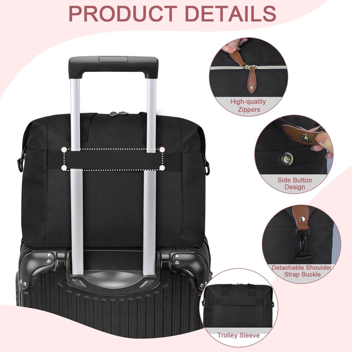 Diaper Bag Tote - Diaper Baby Bags with Pacifier Case, Shoulder Straps, Stroller Clips, Waterproof Large Mommy Maternity Travel Baby Bag for Mom and Dad, Medium, Black